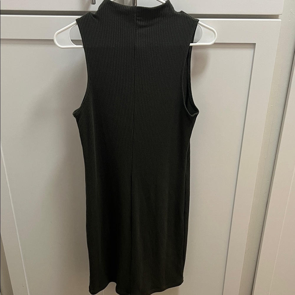 Forest green Ribbed Mini Dress - Picture 3 of 3